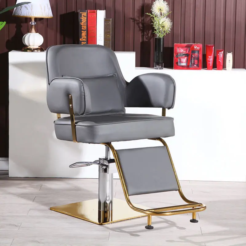 Pink Pedicure Stylist Barber Chair Salon Luxury Aesthetic Golden Barbers Armchair Rotating Mocho Cadeira Barber Equipment MQ50BC