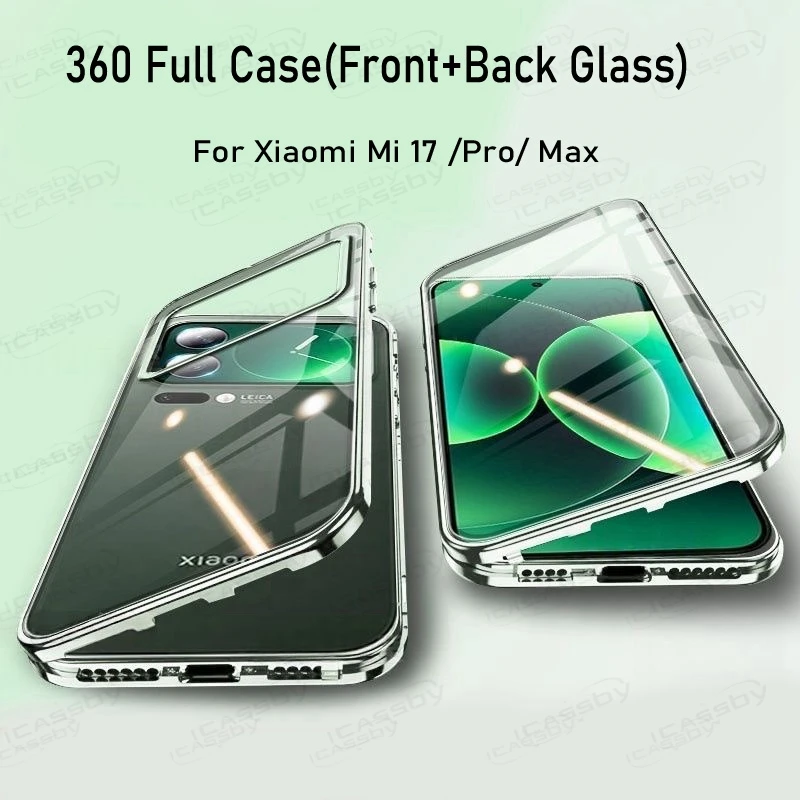 360 doppelseitige Glas Telefon Fall Für Xiaomi 17 Pro Max Metall Magnetische Objektiv Schutz Für Xiaomi Mi 17 17 Pro max Abdeckung Coque