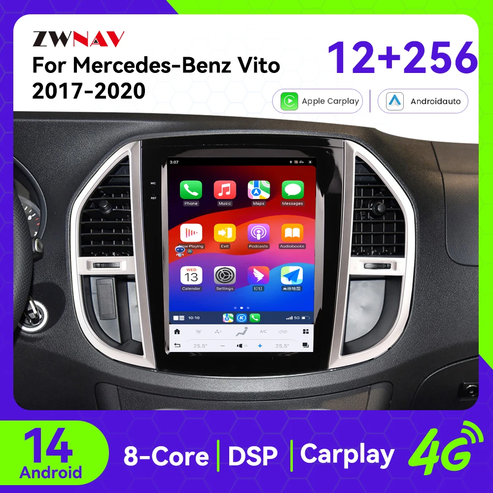 

Для Mercedes Benz Vito 2017-2022 Android 11 Система 6 + 128 г Автомобильный радиоприемник Стерео Видеоплеер Авто Аудио Головное устройство GPS-навигация