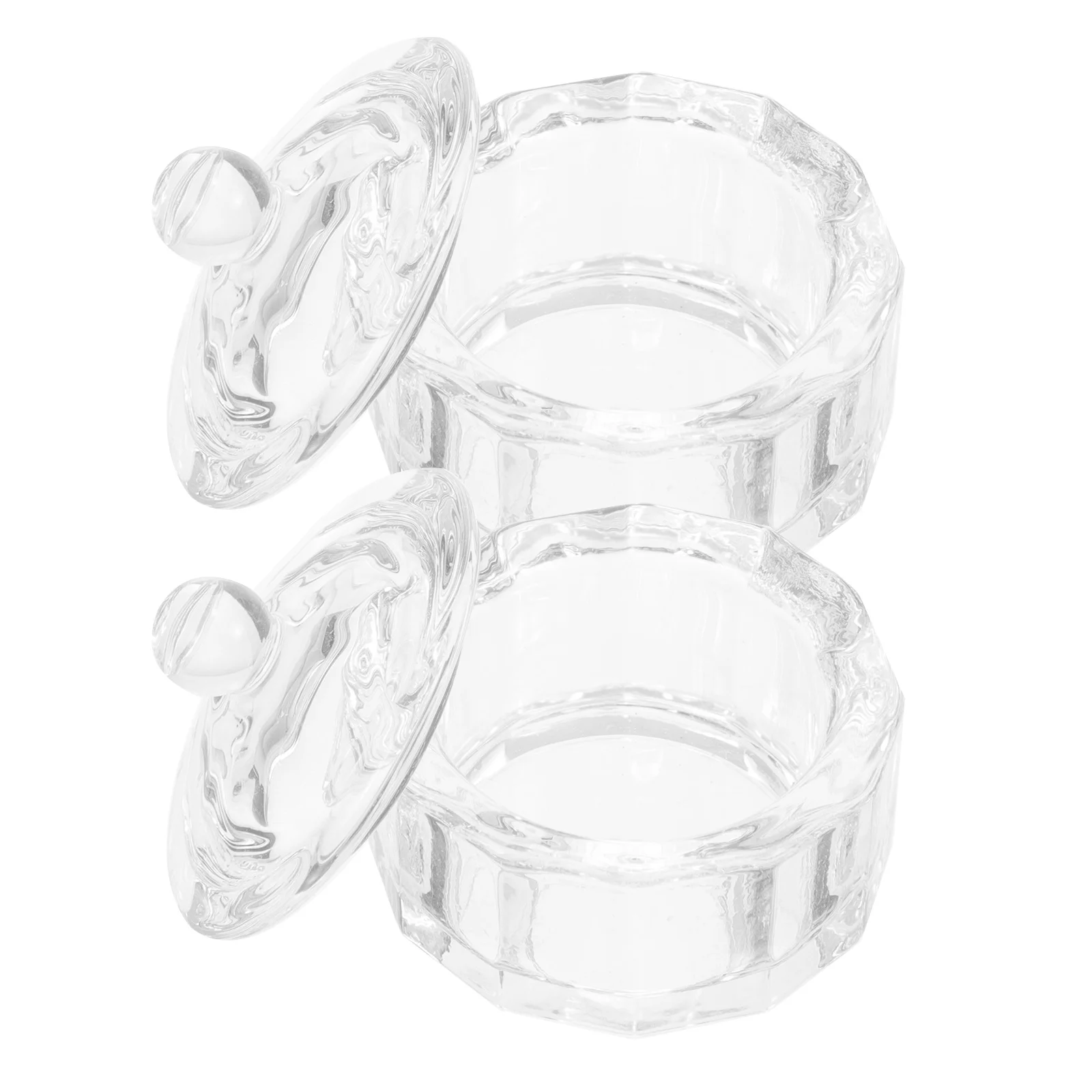 2Pcs Colored Crystal Nail Dish Cups Transparent Glass Dappen Dish Durable Holder for Acrylic Nail Powder Liquid