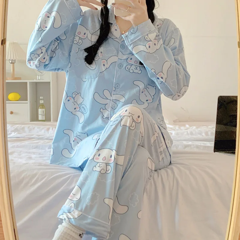 

Sanrio's New Hello Kitty Pajamas for Women in Spring and Autumn Long Sleeved Pants Fashionable Home Wear