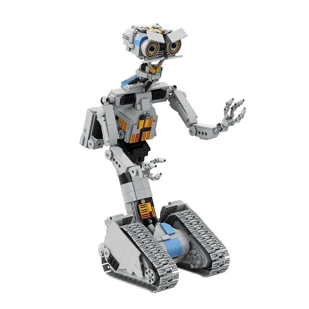 MOC Klasyczne Filmy Krótkie Obwody Mecha Johnny 5 Robot Zestaw Klocków Konstrukcyjnych Mechaniczne Bronie Model z Blachy Żelaznej Cegiełki Zabawki dla Dzieci