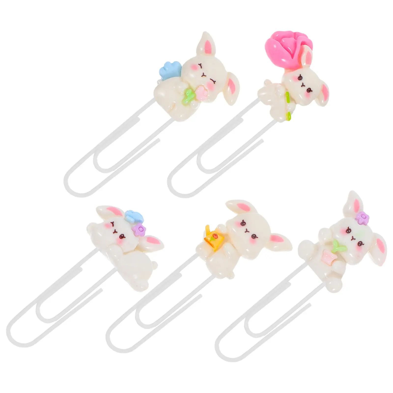 

5Pcs Rabbit Paper Clips Easter Bunny Metal Clips Bookmarks for School Office DIY Easter Party Supplies Decorative Paperclips