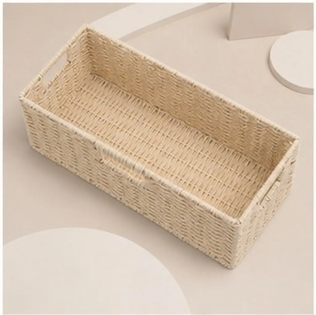 1Pcs Woven Snack Basket Sturdy Storage Basket Home Office Desktop Multi-Purpose Fruit Bread Holder Fruit Holder