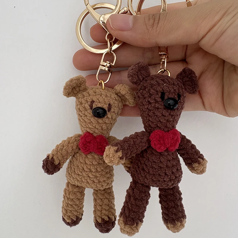 

Brown Handmade Crochet Bear Keychain - Cute Amigurumi Animal Bag Charm, Kids Backpack Accessories, Rustic Woodland Gift Decor