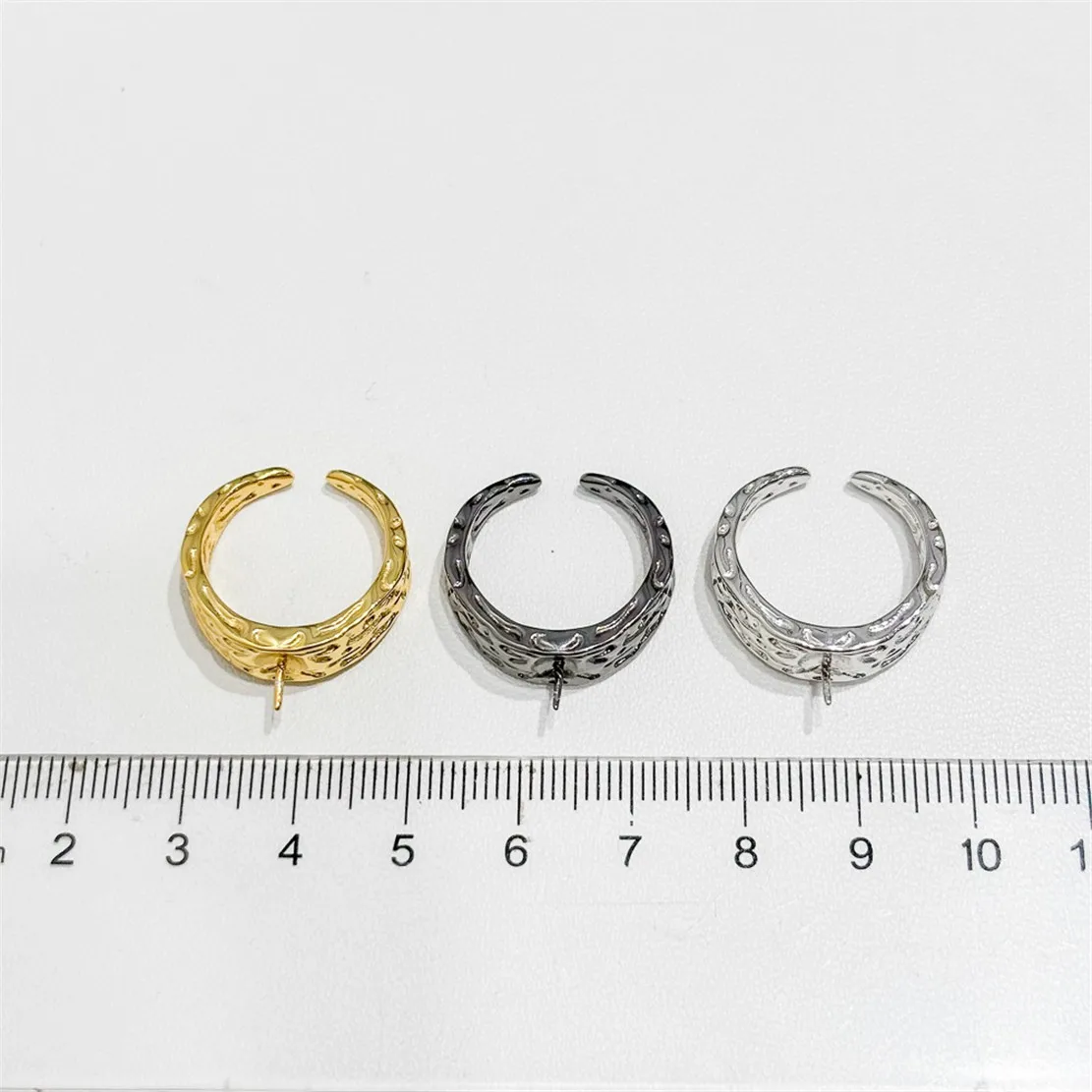 925 Stamped Alloy Gold-Plating Adjustable Pearl Ring Holder DIY Jewelry Findings, Craft Supplies for Handmade Rings No Pearl