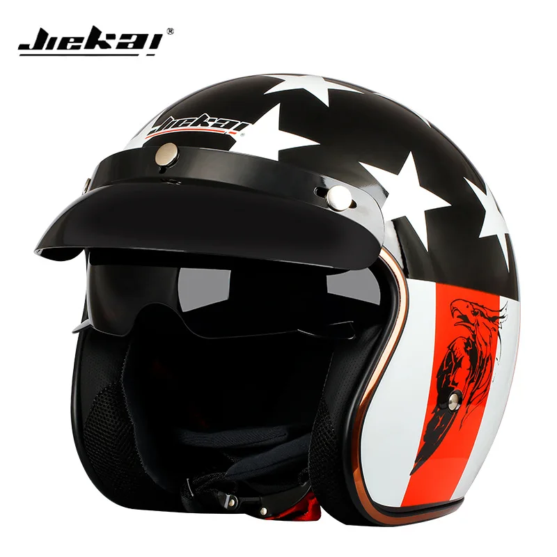 

JIEKAI Motorcycle helmets Double Visor Carbon fiber Moto Casco Modular3/4 half helmet DOT approved 510 Racing Motocross helmets