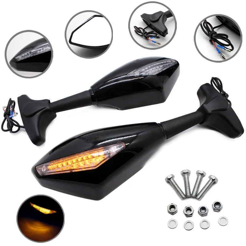 Bright Turn Signal Light Blinker Racing Side Rear View Mirror For Suzuki GSXR 600/750 GSXR 1000 GSXR 1100 Hayabusa