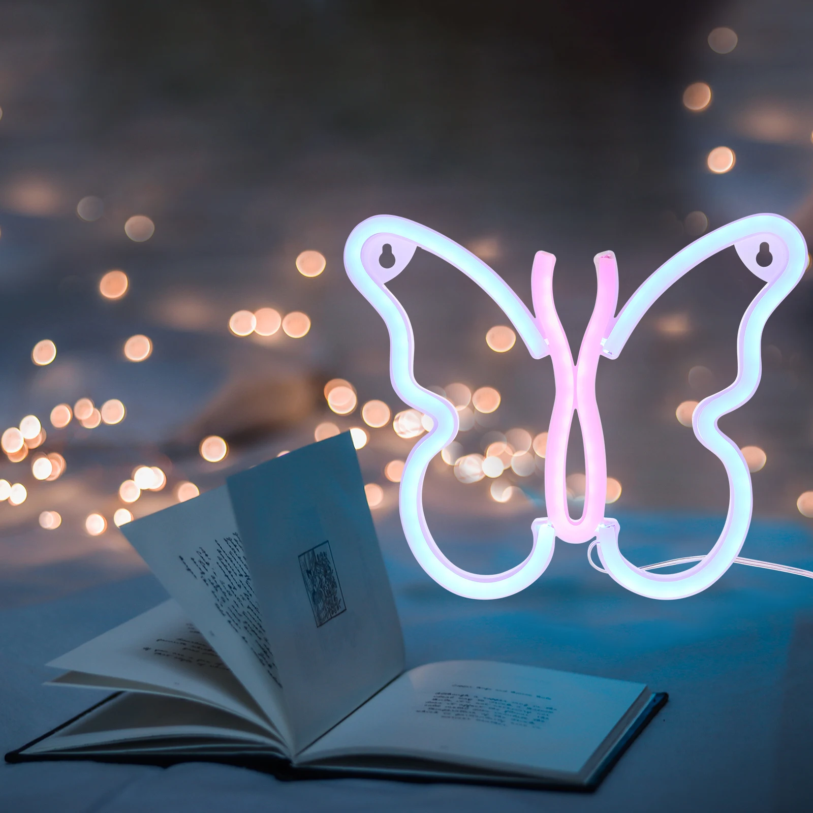 فراشة ضوء وحدة إضاءة LED جداريّة مصباح لغرفة النوم النيون تسجيل ديكور ضوء الليل الفراشات شكل أضواء النيون علامات #4