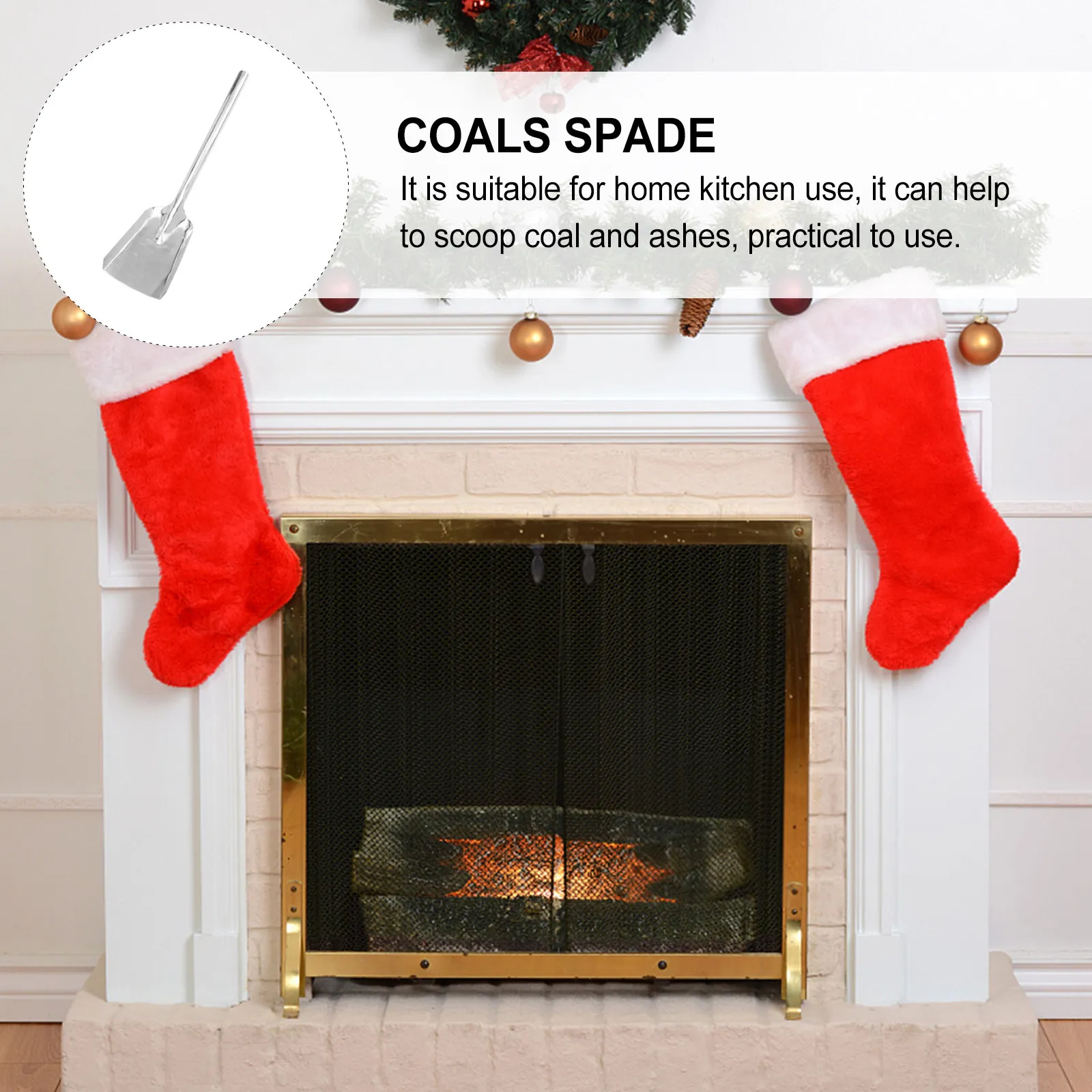 Strengthened Thick Coal Shovel Long Handle Iron Shovel for Coals Ash Removal Fireplace Stove Kitchen Bbq Multipurpose Helper