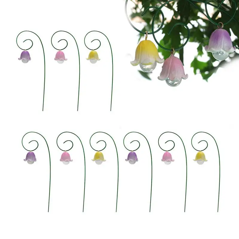 

Orchid Flower Plant Picks 9pcs Miniature Garden Ily Of The Valley Figurines Miniature Floral Picks Colourful Yard Ornaments