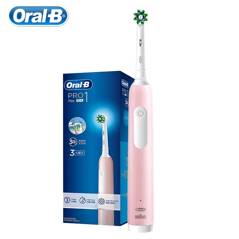 แปรงสีฟันไฟฟ้า Oral B Pro Max 3 โหมดการแปรงพร้อมตัวจับเวลาเซ็นเซอร์ความดัน Cross Action แปรงฟันทําความสะอาดล้ําลึก