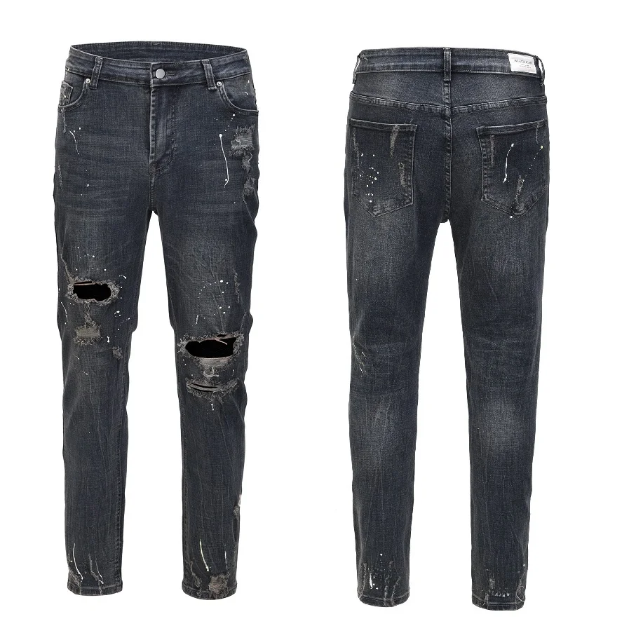 

Мужские джинсы Blaicon Slim Fit из денима с эффектом потертости, эластичные, повседневные, прямого кроя, молодежные, на все сезоны