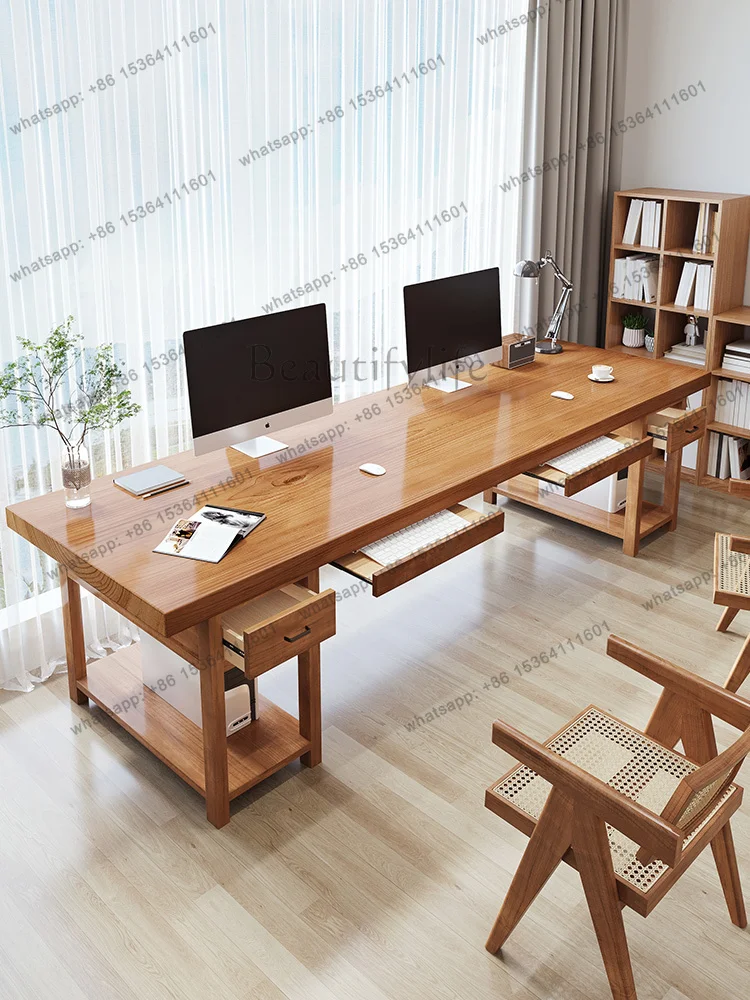 2025 new solid wood computer desk, study desk
