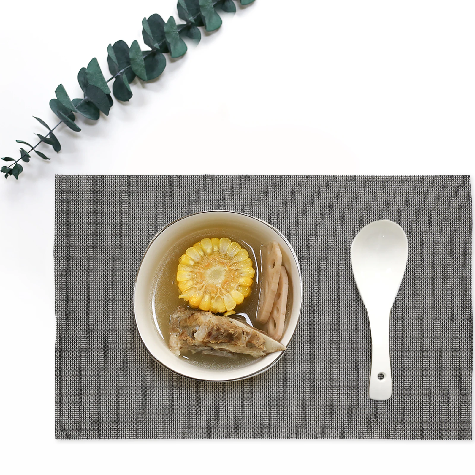 4 قطعة المفارش الأوروبية المقاومة للحرارة فو الكتان نونسليب مستطيل طاولة طعام الحصير قابل للغسل غطاء المطبخ الفينيل #1