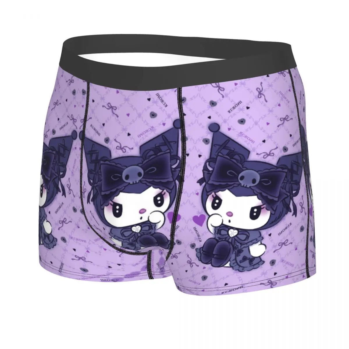 Ropa interior personalizada con patrón Kawaii Kuromi para hombre, calzoncillos Boxer de película a la moda, pantalones cortos suaves, bragas, calzoncillos