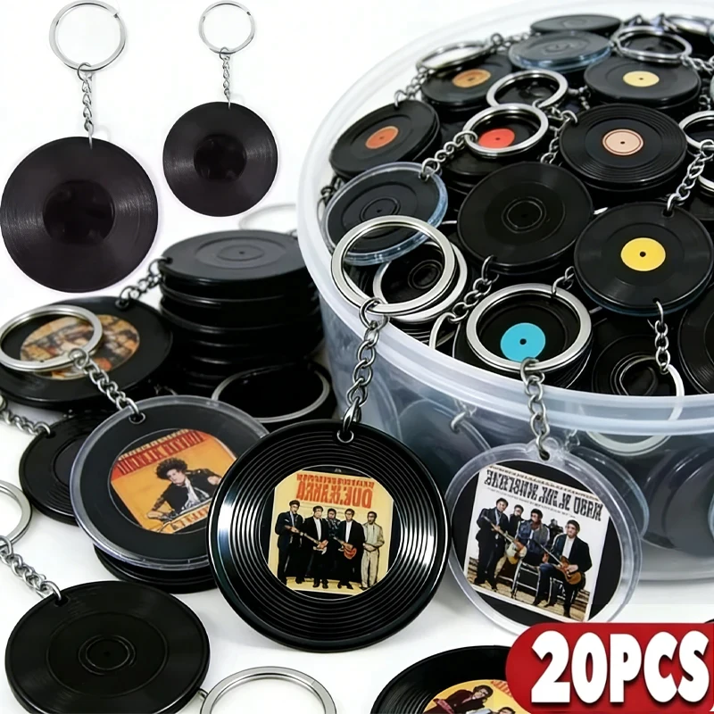 1-20PC Retro Music Record NFC Keychain Bag Hanging Pendant ABS Material Creative Fans DIY Album Merch nfc Auto Playback Key Ring