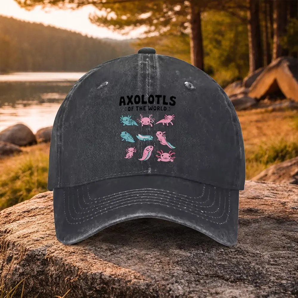 Mexican Axolotl Print Baseball Cap - Adjustable Duckbill Hat Suitable for Golf, Casual Wear & Outdoor, Lightweight Machine-Washa