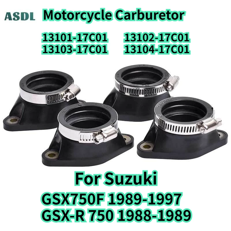 

13101-17C01 4pc Motorcycle Carburetor Intake Manifold For Suzuki GSX750F 1989-1997 GSX-R750 1988-1989 GSXR750 GSX R750 GSX 750