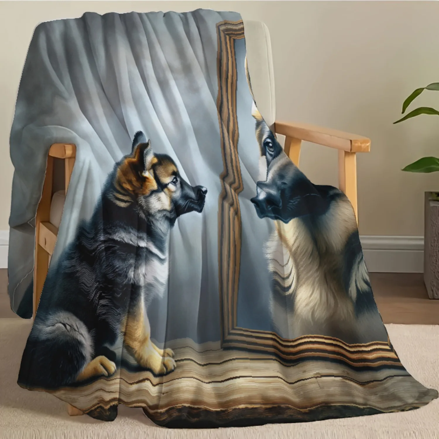 German Shepherd Dog Art Pattern Decorative Throw Blanket for Sofa, Bed, Living Room, and Home Decor Styling