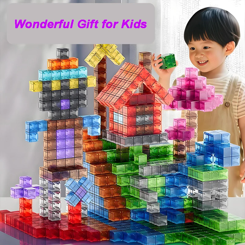 

Transparent Magnetic DIY Block Toy Fun Parent Child Interactive Puzzle Gift Set Children Christmas New Year Birthday Gift