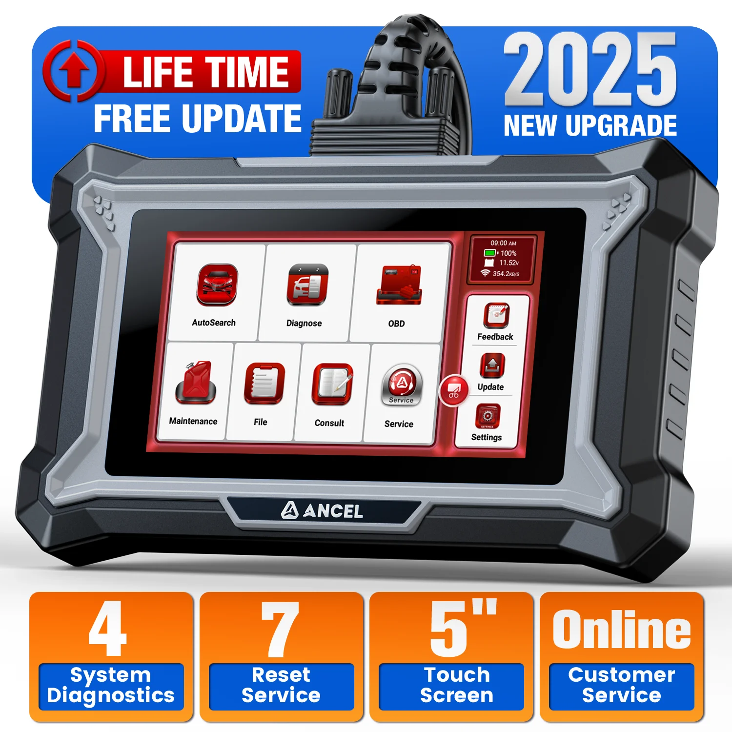 

ANCEL DS100 OBD2 Scanner Engine ABS SRS Transmission System Diagnostic Tool BMS EPB OIL Reset Code Reader Lifetime Free Update