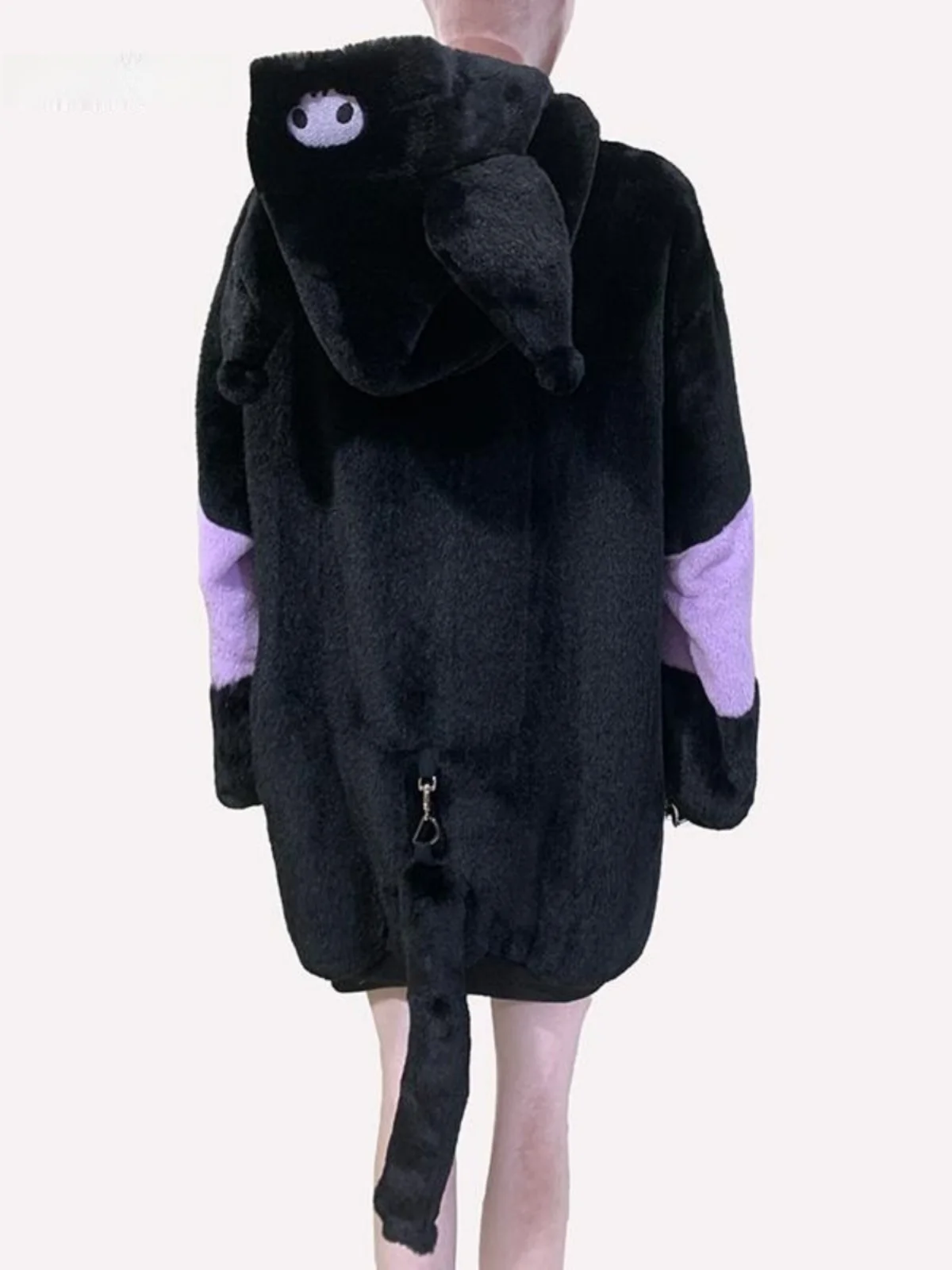 

Kawaii Thiened Hooded Fur Jaet Women's Plu Outerwear Youthful Sle Fake Fur Rabbit Ear Design Winter Warm Coat