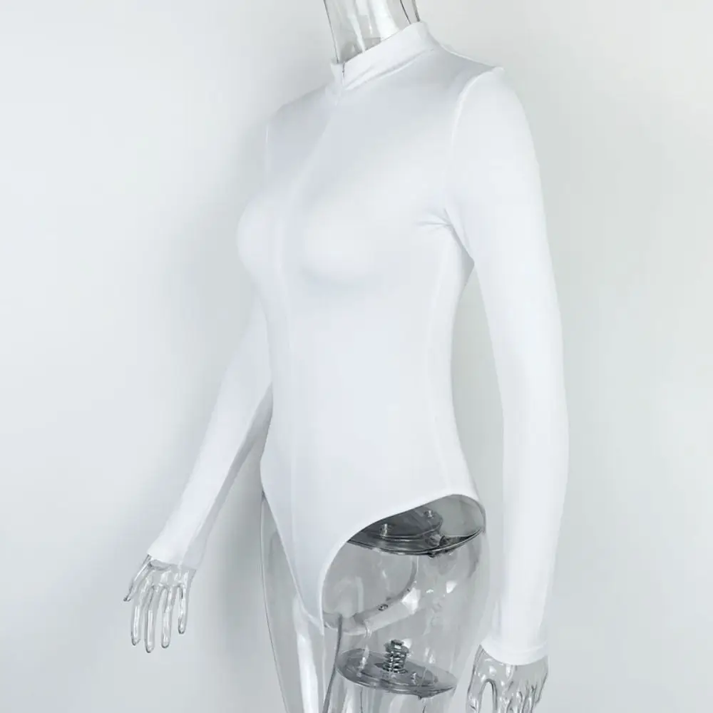 الملابس الداخلية العصرية سليم صالح ملابس داخلية الوقوف طوق طويلة الأكمام اليوغا بذلة قاع قميص سستة أنحل الجسم للتنحيف السيدات #4