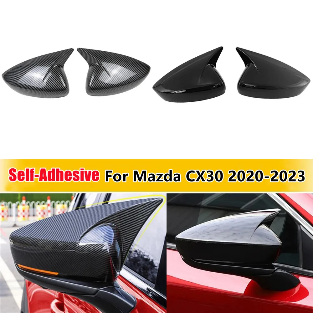 

For Mazda CX30 CX-30 2020 2021 2022 2023 Car Rearview Side Mirror Cover Wing Cap Door Housing Shell Trim Sticker ABS Carbon
