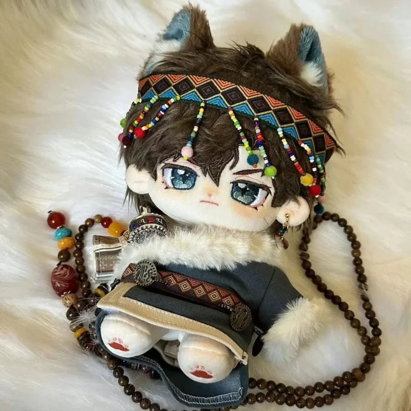 Handmade 3pc/set 20cm Doll Clothes Chinese National Style Hairband Belt Set Doll Clothes Plush Dolls Outfit Dress Up