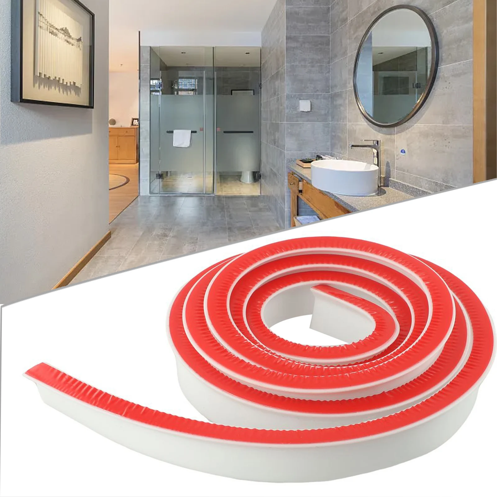 

100-300CM Rubber Silicone Shower Barrier Water Stopper Bathroom Waterproof Strip For Bathrooms Kitchens Curbless Showers