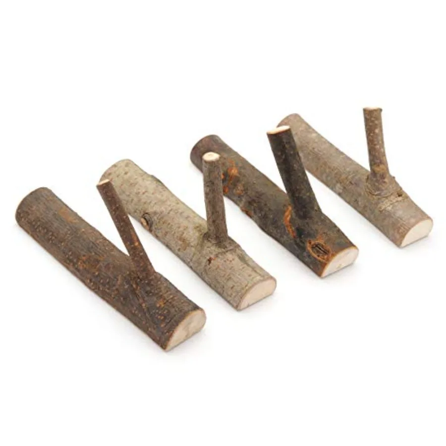 

Pack of 4 Vintage Real Wood Tree Branch Wall Hook, Rustic Decorative Wood Adhesive Hooks. Key Holder, Coat Hook, Strong Suction