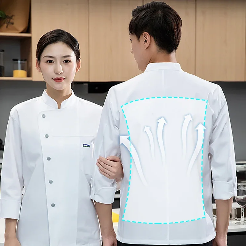 Western Restaurant Men's Cooking Uniform Hotel Chef Jacket Kitchen Clothes Catering Cook Shirt Bakery Bake Waiter Overalls