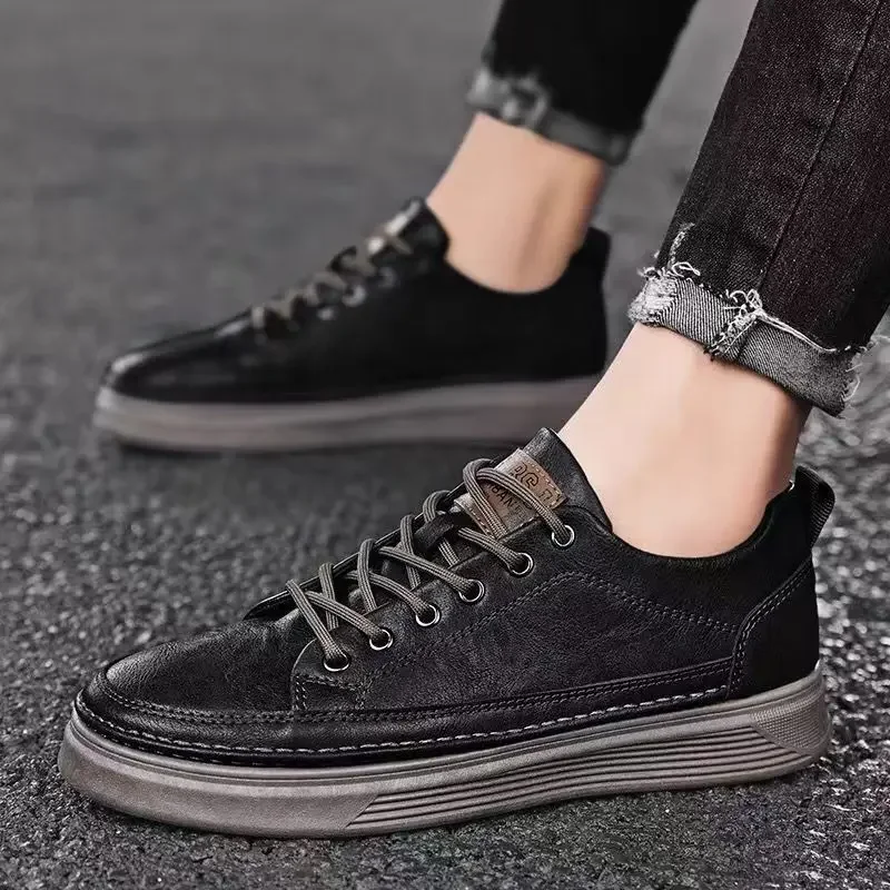 New In Black Casual Men\'s Vulcanize Shoes Luxury Sale Free Delivery Shipping Cheap Liquidation Clearance Adults On Sneakers Male