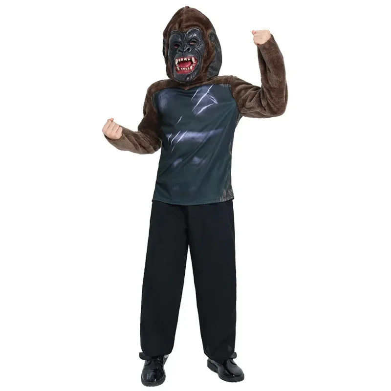 Purim King Kong เครื่องแต่งกายคอสเพลย์เครื่องแต่งกายกอริลลาเด็ก Bigfoot ชุดฮาโลวีนเครื่องแต่งกายสําหรับเด็กสัตว์ประสิทธิภาพชุดเวที