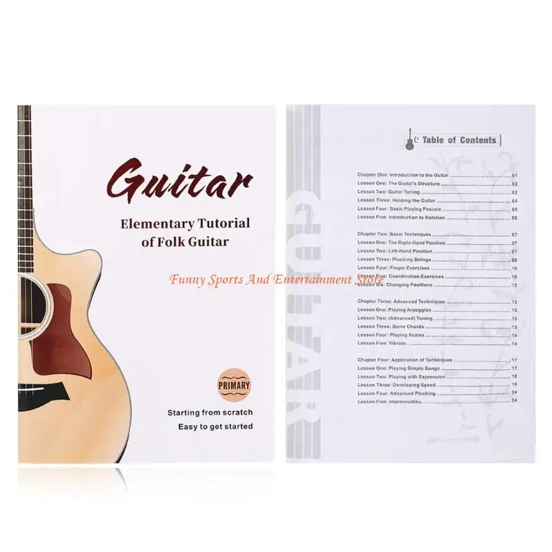 C4DE Complete Guitar Education Workbook Guitar Exercise for Beginners Song Music Notation & Video Support