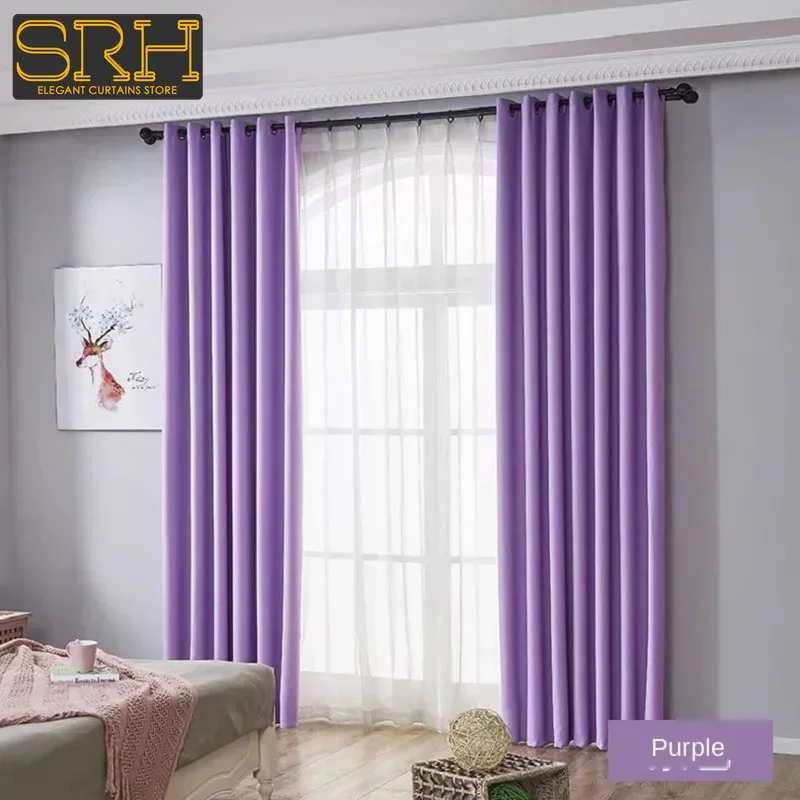 Grey Solid Color High-precision Thickened 95% Blackout Curtains for Living Room Bedroom French Window Customized Products Fabric