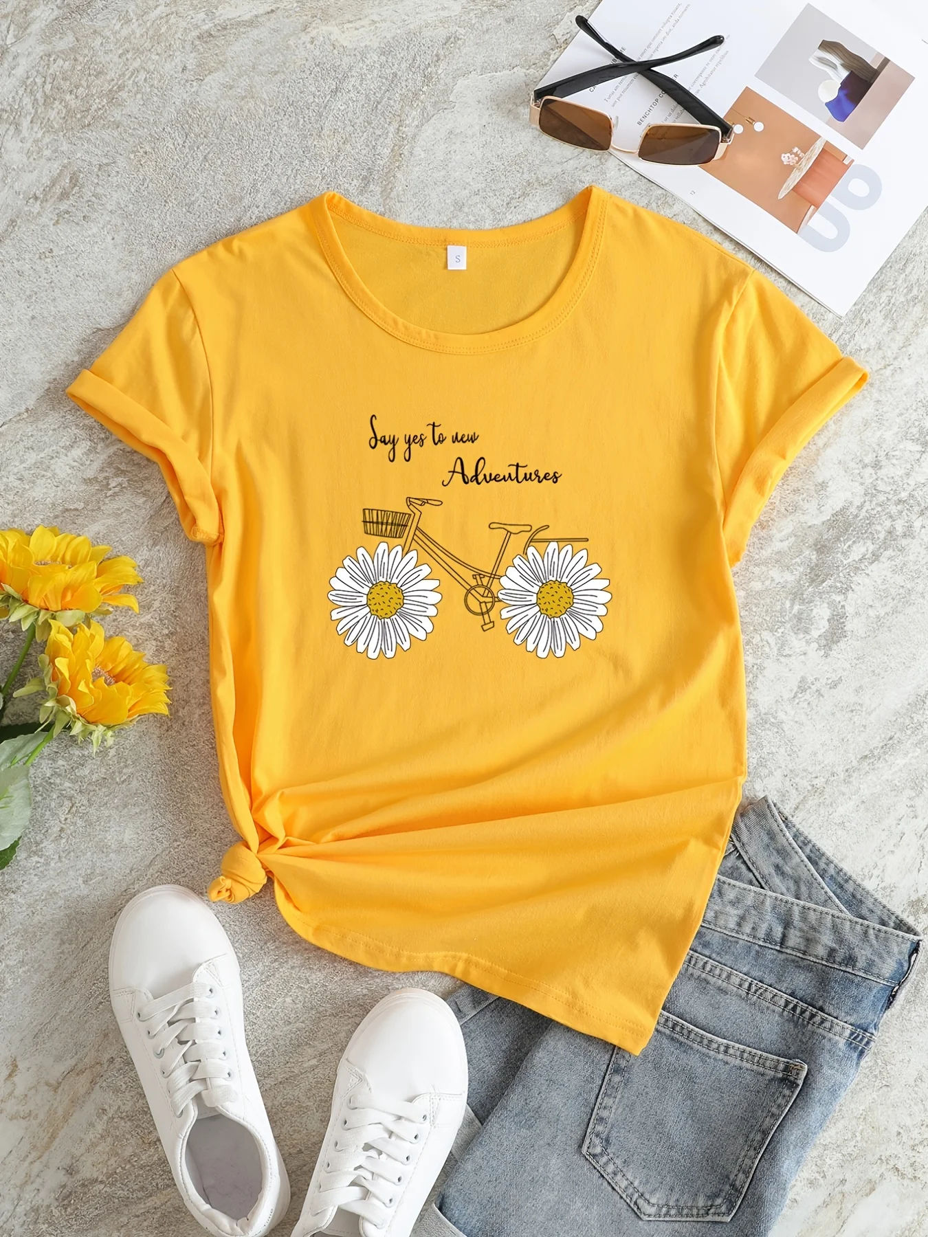 

Letter Print Crew Neck T-shirt, Casual Loose Short Sleeve Fashion Summer T-Shirts Tops, Women's Clothing