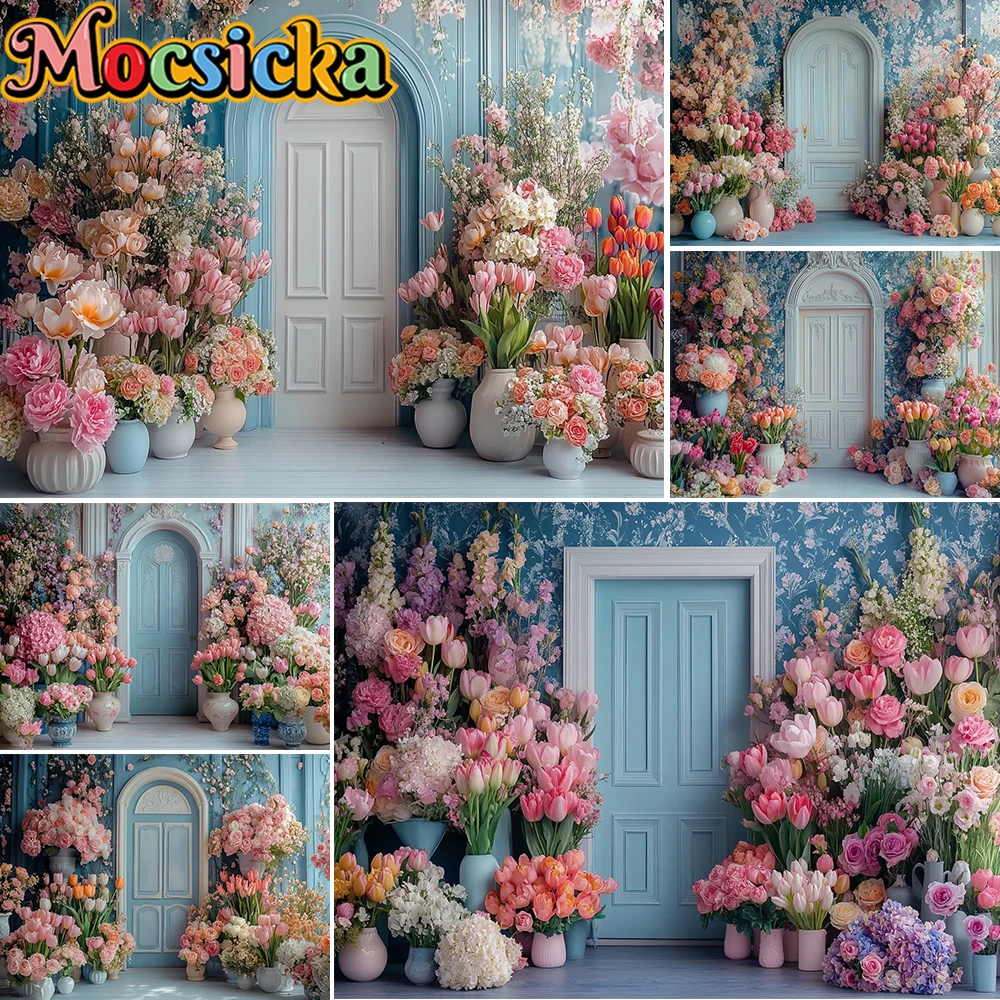 

Mocsicka фон для фотосъемки весенние цветы арка украшение двери фон для взрослых и детей праздничный портрет фотографии реквизит для студии