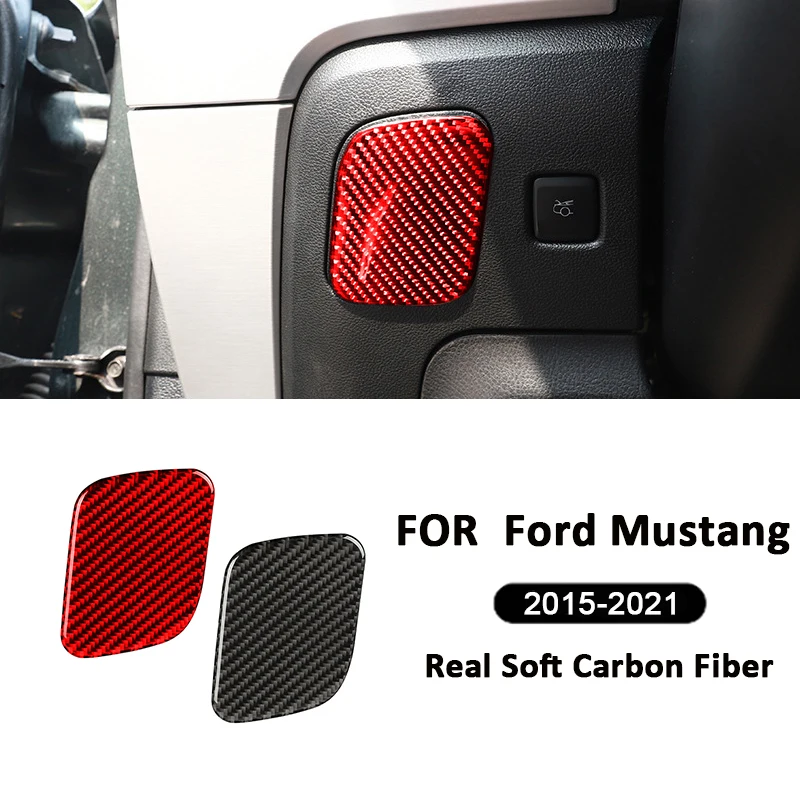 

Carbon Fiber Car Main Driver Seat Storage Box Panel Protective Cover Interior Decoration Sticker For Ford Mustang 2015-2021