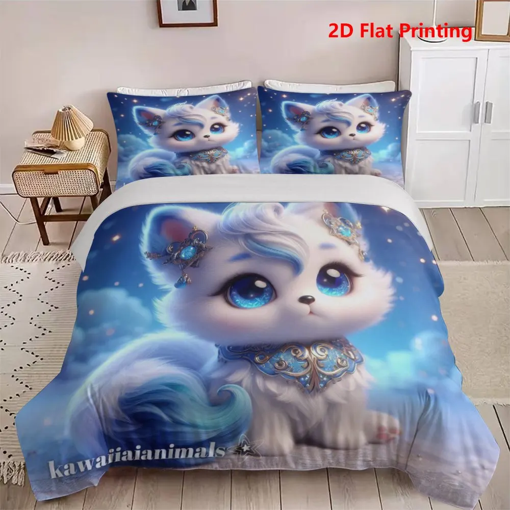 Fantasy Cat Duvet Cover Set Multi Size Quilt Cover Queen Size Bedroom Bedding Decoration Machine Washable Adult Boy Girl Bedroom