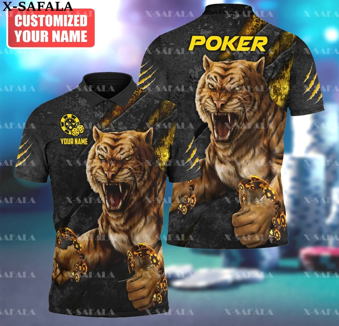 Play Dice Poker Lover Club Skull  3D Printed Men Women Thin Polo Shirt Collar Short Sleeve Street Wear Casual Tee-3