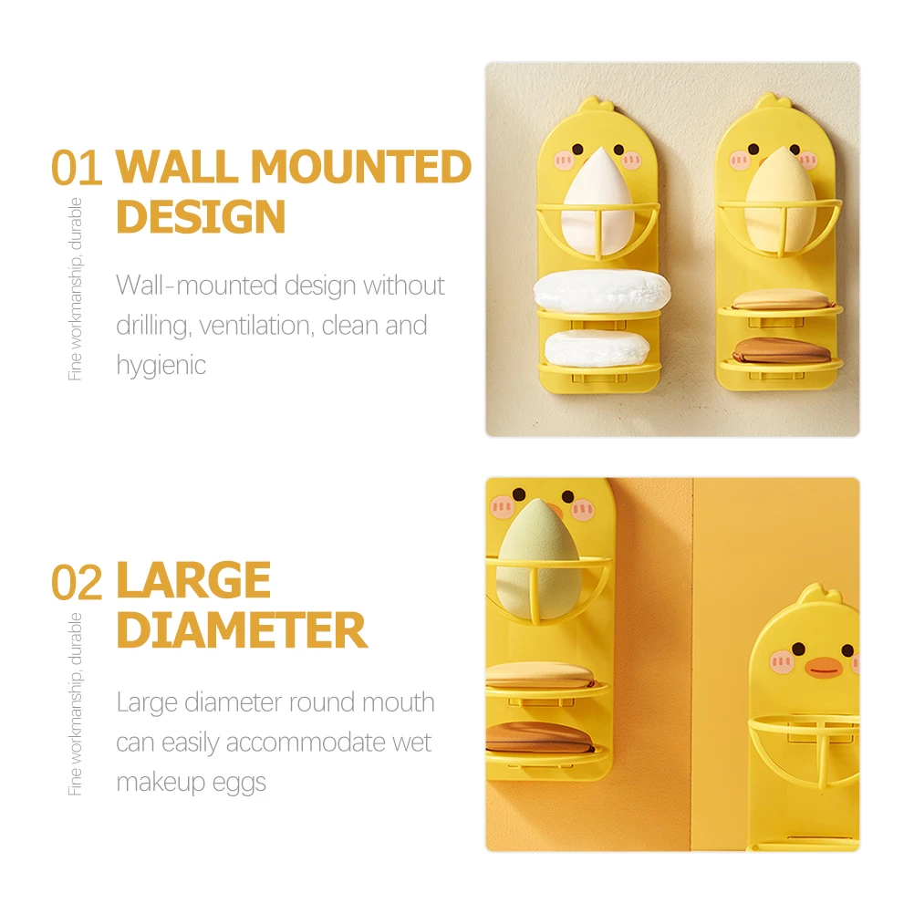 

2Pcs Makeup Sponge Holder PP Material Egg Shaped Storage Rack Travel Vanity Organizer Puff Display Stand Dust Protection