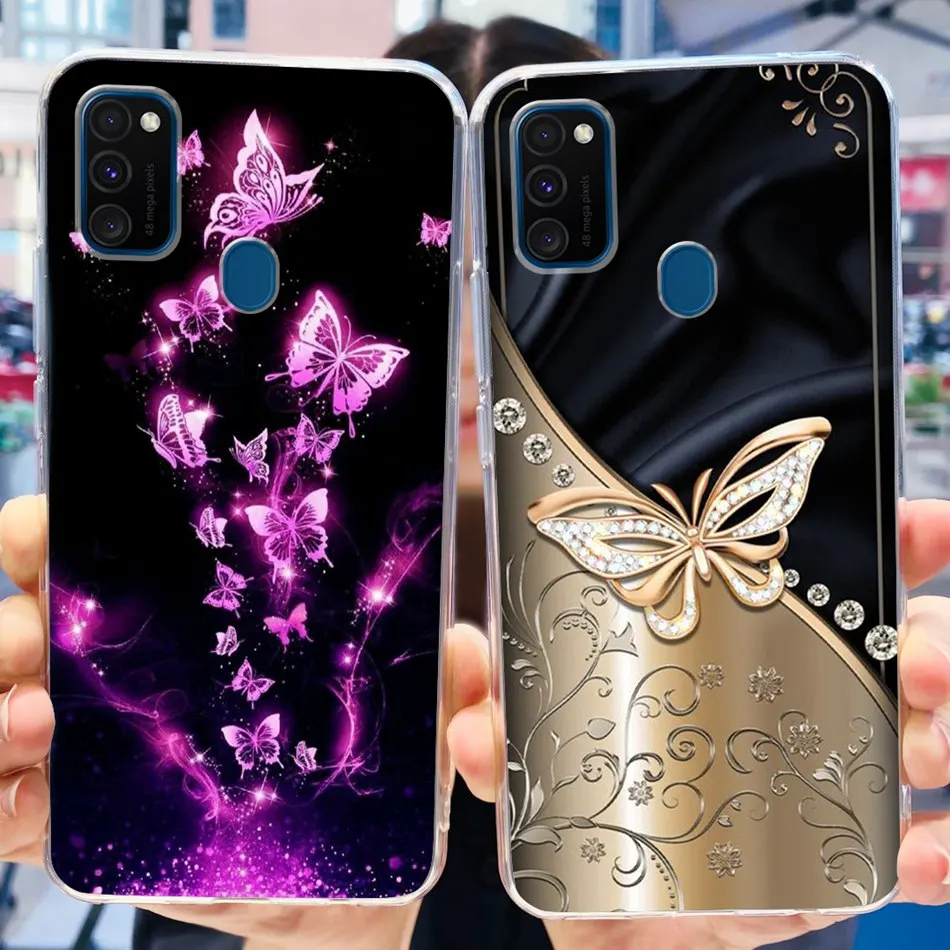 For Samsung Galaxy M21 Case Samsung M30S M21 SM-M215F SM-M307F Elegant Printing Soft Silicone Clear TPU Slim Phone Back Cover