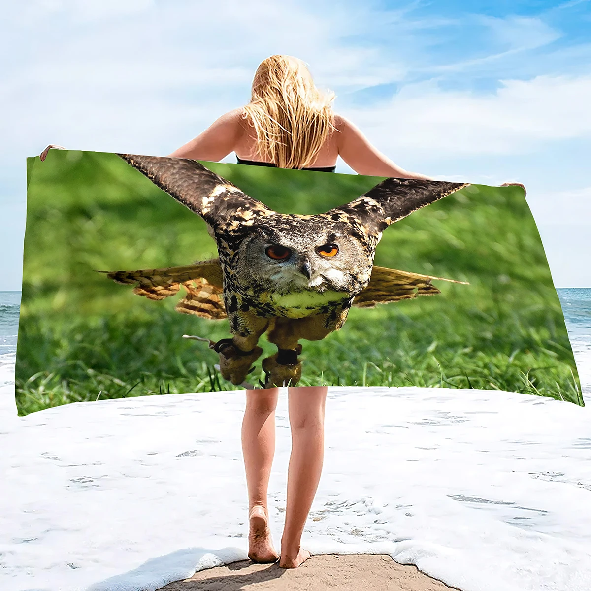 Owl Beach Towel,Oversized Light Absorbent Blanket Towel, Soft Bath Towel, Suitable for Beach Swimming Pool,Hot Spring Gym Travel
