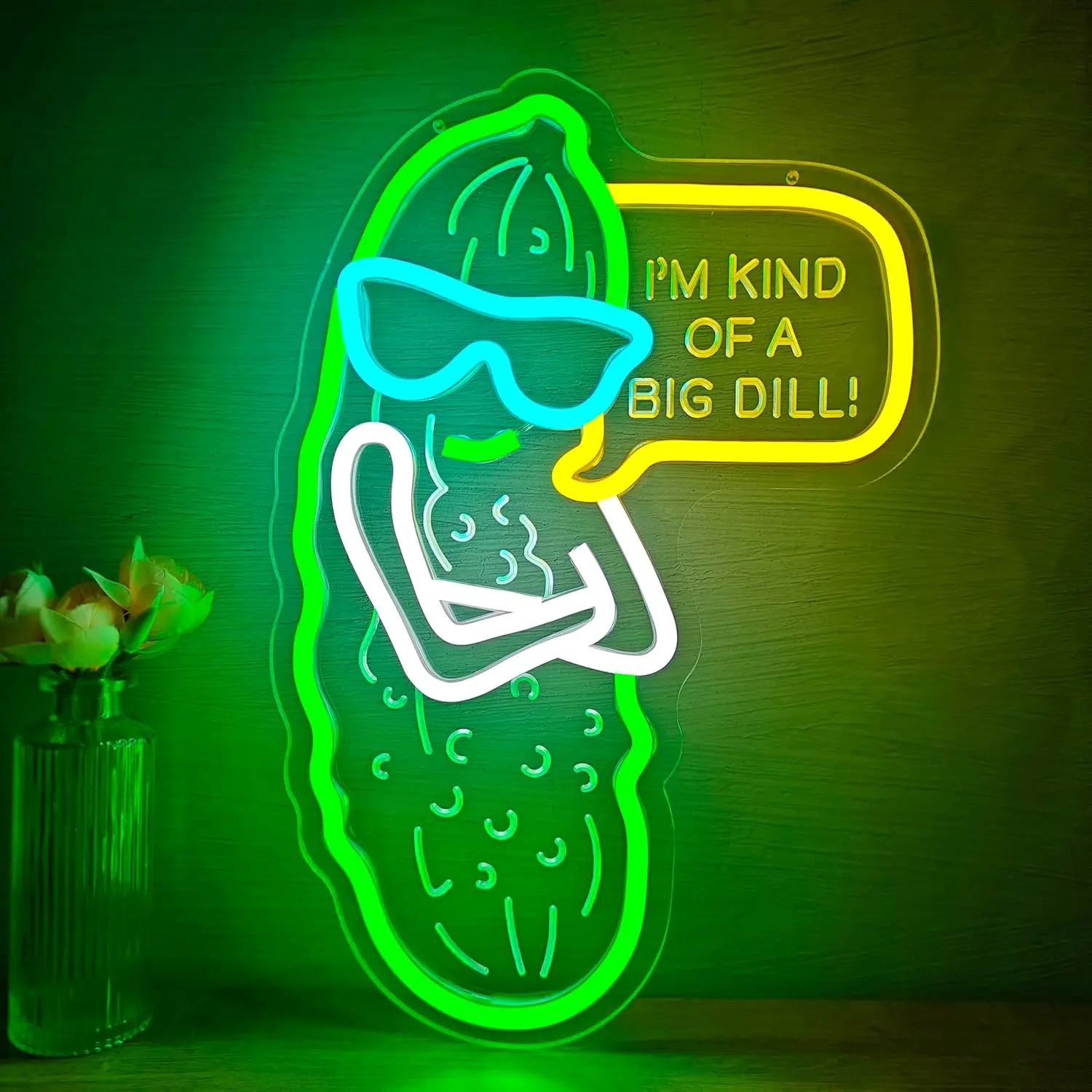 

I'm Kind of A Big Dill Неоновая вывеска Забавный мариновый неоновый свет Светодиодные подарки с регулируемой яркостью Огурец для дома Вечеринка Настенный декор Подарки на день рождения