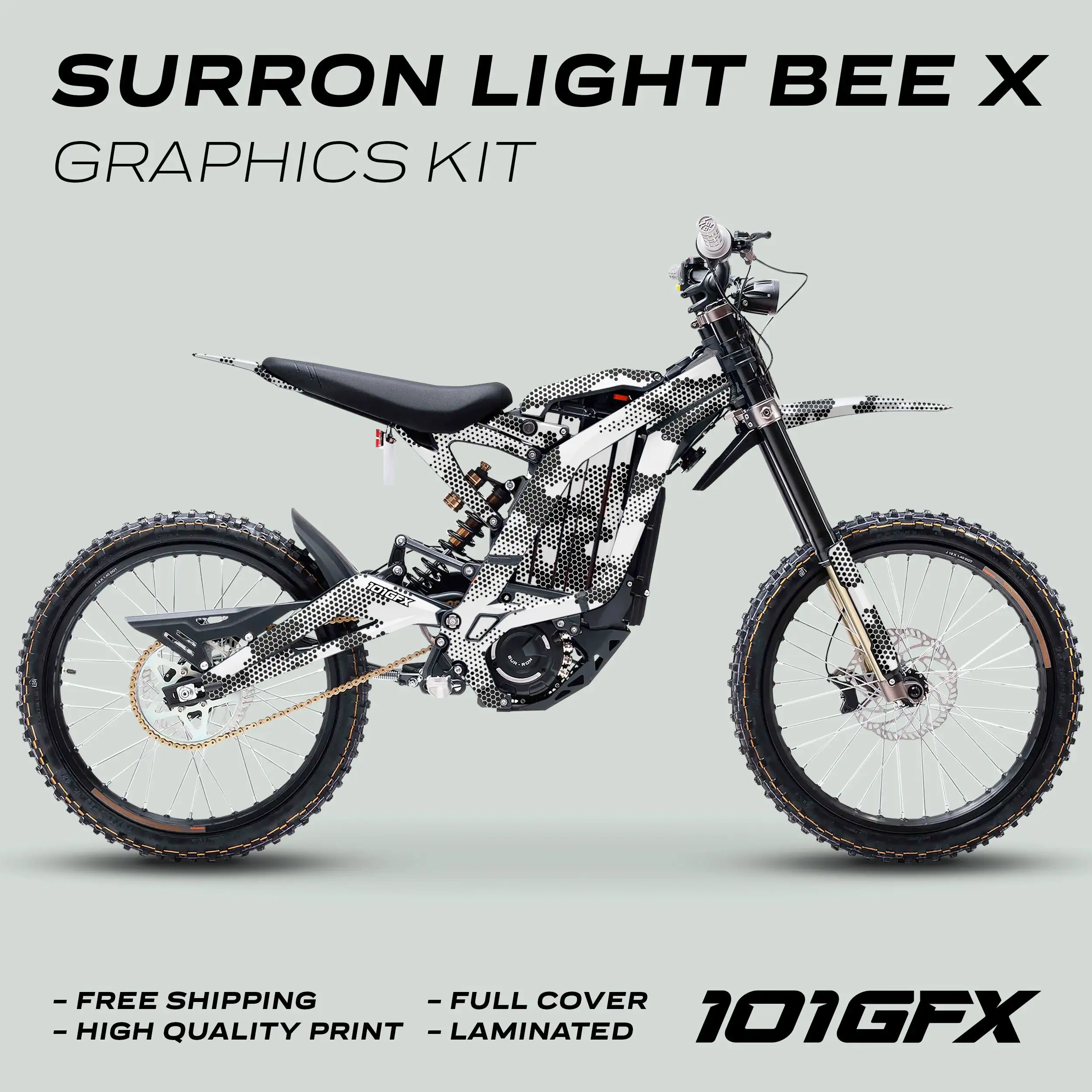 Graphics Kit HEXOCAM WHITE Stickers Camouflage Hexagon Honeycomb Style Laminated  L1E eBike Emoto For Surron Light Bee X