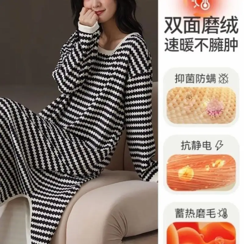 Hot 2026 Autumn Fashion Winter New Women Soft Comfort Long Nightgown Cute Sweet Korean Version Lazy Stylewarm Nightgown Homewear
