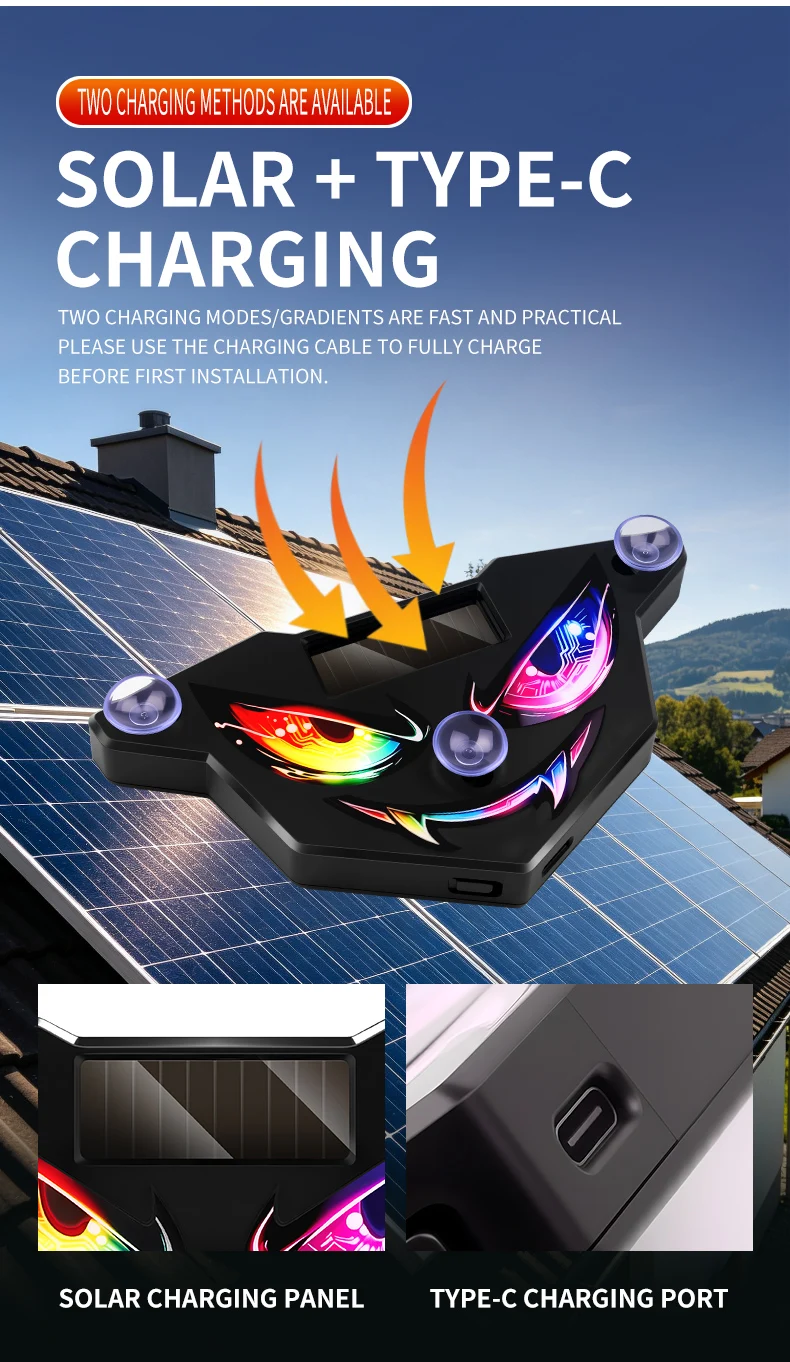 Neue Devil's Eye Ultra Helle Solarbetriebene Autoleuchte LKW LED-Leuchte Seitenleuchte Auto-Heckscheiben-Flexibles LED-Warnlicht – Detail 6