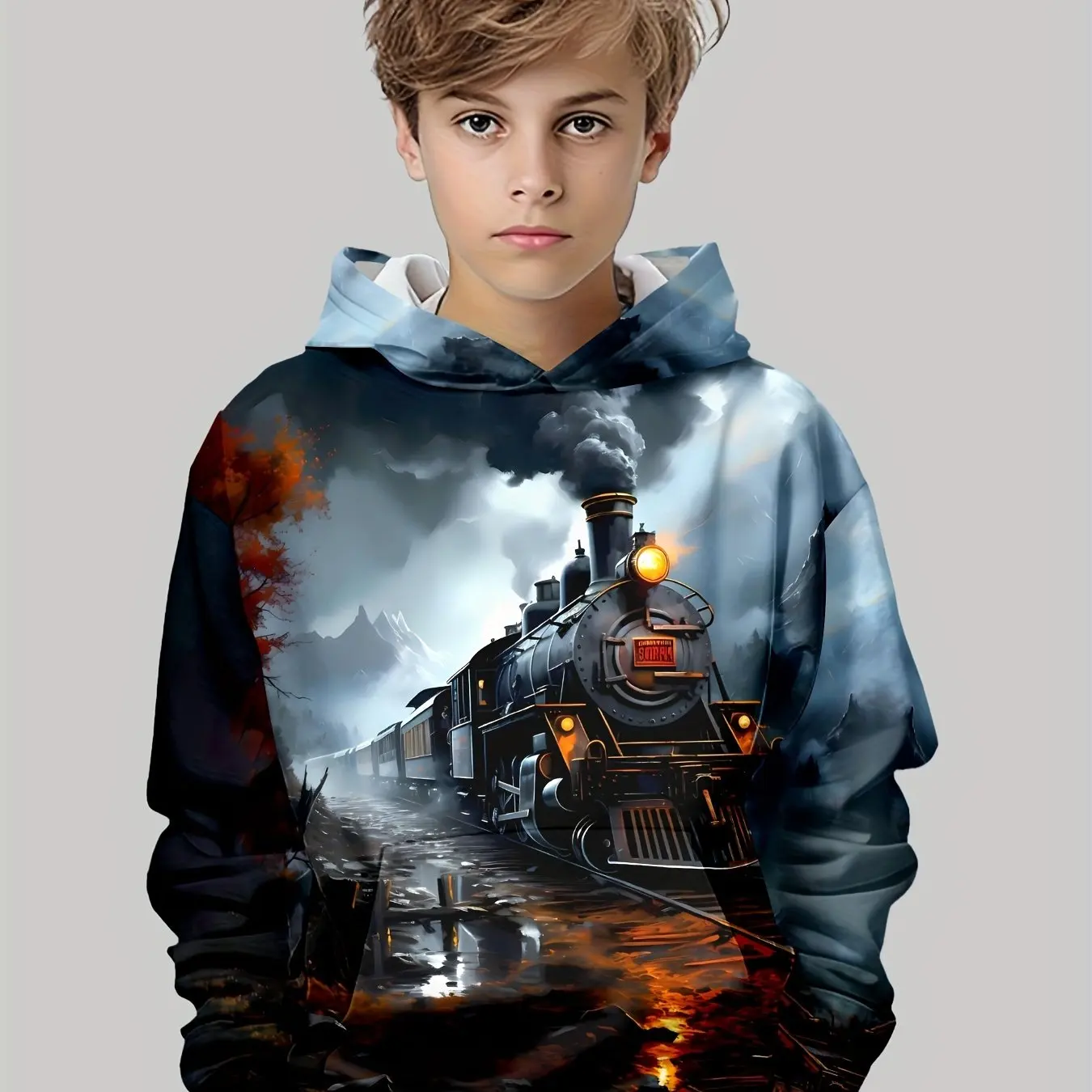 Kids Clothes Boys Hoodies Long Sleeve 3D Trains Print Children Spring Fall Clothes Casual Stylish Boys Clothing Pullover Tops